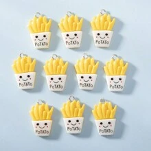 10个树脂薯条桶吊坠，DIY吊坠，时尚旅行饰品，友谊护身符配饰 - 黃色 - 查看 10