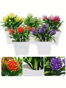 1 件/4 件随机人造植物盆栽用于室内装饰，迷你假植物适用于家庭、窗户、浴室、墙壁、办公桌、厨房、农场、情人节派对装饰、情人节、礼物 - 彩色 - 查看 3