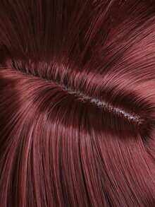 女士假髮26英寸長直髮酒紅色合成髮帶劉海熱可塑髮型逼真女士萬聖節角色扮演假髮 - 酒紅色 - 查看 11