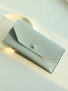 Personalized Leather Cash Envelope Wallet Customized Long Wallet Women Imprinted Name Minimalist Wallet Custom Best Gift For Mom Birthday Gift For Women Maroon Crimson Color - Blue - View 6