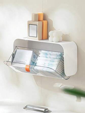 卫生巾收纳盒浴室壁挂式支架、棉签和卫生巾收纳盒、厕所卫生间卫生管理盒