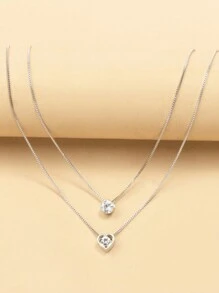 1pc INS Style Double-Layer Rhinestone Butterfly Design Women Necklace, Summer Dating Accessory - Silver - View 13