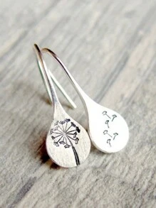 1pair Simple Vintage Frosted Dandelion Earrings