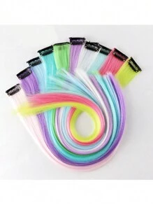 2入組20英寸發光派對髮夾頭飾，彩色染色派對假髮，適合生日、主題派對、化妝舞會假髮。發光前吸收光線，派對頭飾 - 彩色 - 查看 2