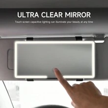 Fccemc Miroir de maquillage de voiture LED ultra-fin avec protection solaire, miroir de suspension pour le maquillage HD avec charge USB, pare-soleil, miroir de vanité intérieur auto à écran tactile dimmable pour femmes