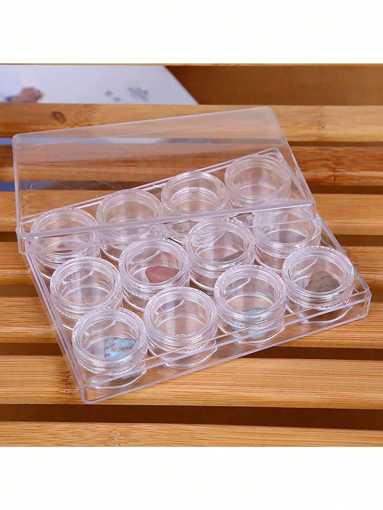Boîte de rangement de lentilles de contact portable et transparente à 12 grilles, étui rond de