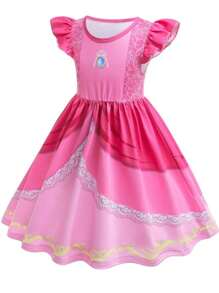 Vestido de Princesa Rosa para Menina, Roupas de Verão, Fantasias para Festa, Idade de 3 a 8 Anos, Vestido de Aniversário