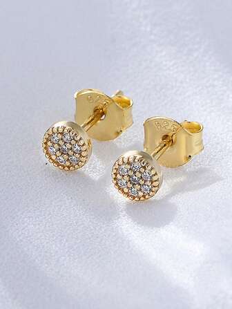 1 par fashionabla cubic zirconia rund dekor sterling silver örhängen för kvinnor för daglig dekoration