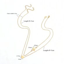 2件套经典不锈钢心形字母吊坠项链，可叠戴，女士款 - 金黃色 - 查看 2