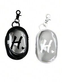 2pcs Portable Mini Transparent Zipper Storage Bags, Letter & Heart Design, Couple Hanging Pouches, Small Multi-Functional Storage Bags For Earphones, Chargers, Keychains, Transparent Travel Accessories, Black & White, Compact & Elegant, Suitable For Small Items, Cables, Bracelets, Cosmetics (1 Black + 1 White) (Zipper Style & Color Random, Ring Style & Size Random), Backpack Accessories, Back To School Supplies - Multicolor - View 21