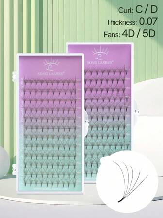  SONG LASHES 4D 5D 尖细尖头底座预制扇形睫毛延长化妆工具适用于沙龙美容 C D 卷曲睫毛簇、睫毛簇、单根睫毛、睫毛、假睫毛