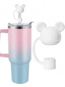 1入可愛卡通熊造型硅膠杯吸管蓋，可重複使用氣密防塵飲料吸管蓋，防濺飲料杯吸管可愛配件