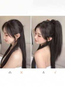 超长蓬松鲻鱼式层次感鱼尾辫直发接发假发，发饰，发爪，发夹，发卡，发夹，休闲秋冬度假装扮发夹，夏季海滩风情 - 加長瀑布 - 查看 4