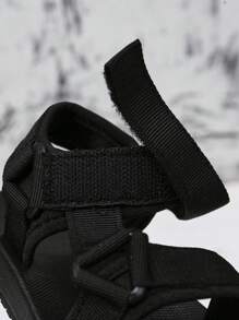 Simple Style Kids Sandals, Solid Color Flat Sandals, Daily Water Shoes, Lightweight Open-Toe Sandals Suitable For Boys, Girls, Infants, Toddlers In Summer, Woven Strap, Hook And Loop Design, Hiking Sport Sandals With Arch Support Yoga Mat Insole Comfortable Walking Water Sandals For Beach Travel Athletic