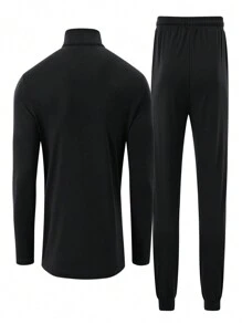 Men's Tracksuit Set 2 Piece Quarter Zip Casual Golf Jogging Suit Athletic Sports Sweatsuits Set - Black - View 2