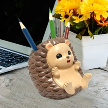 1入組樹脂手工刺蝟筆筒/手機支架，創意動物造型手機支架裝飾 - 彩色 - 查看 3