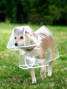 1pc Pet Transparent Hooded Raincoat, Suitable For Walking Dogs In The Rain