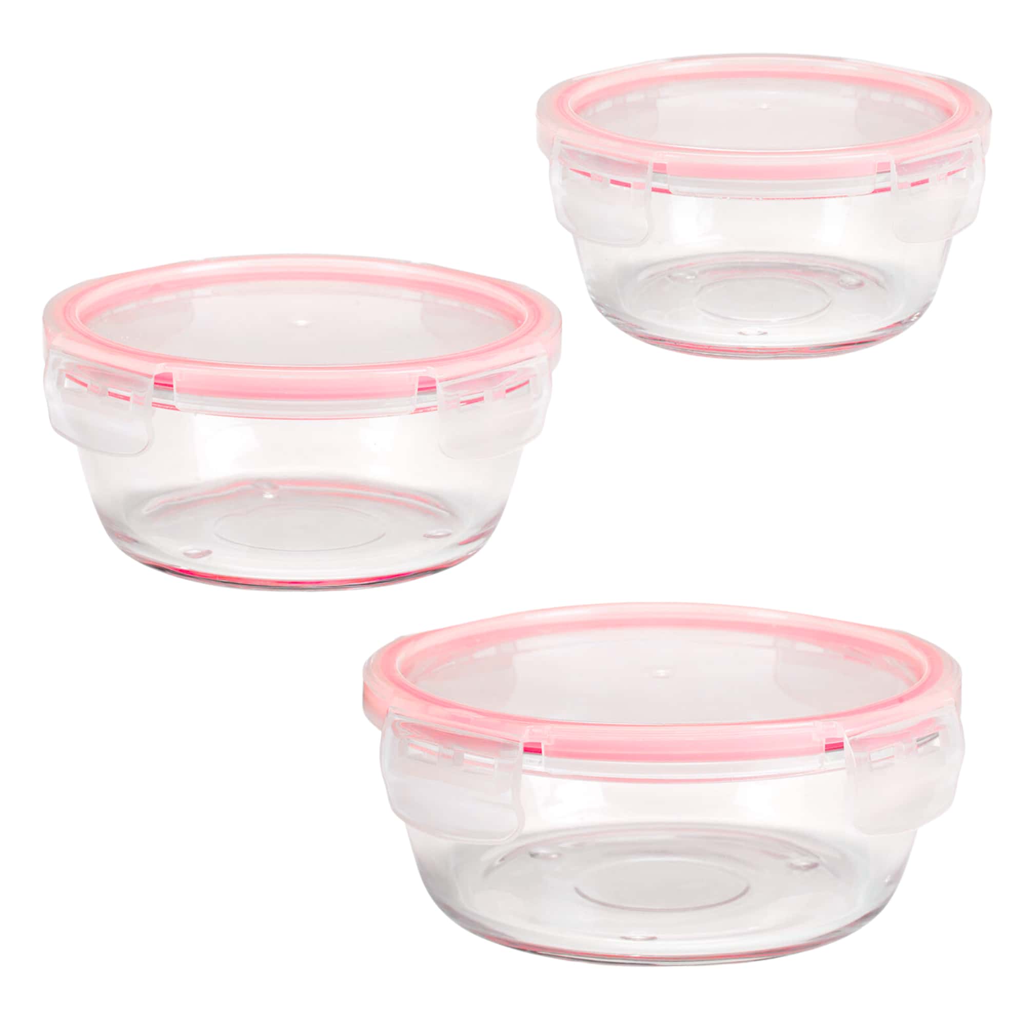 DuVlo Set 3 Contenedores Recipientes Herméticos para Alimentos Apilables Plástico Acrílico Transparente Hermético, Almacena Fresco, Organiza con Estilo y Sustentabilidad - Redondo Rojo - Ver 1