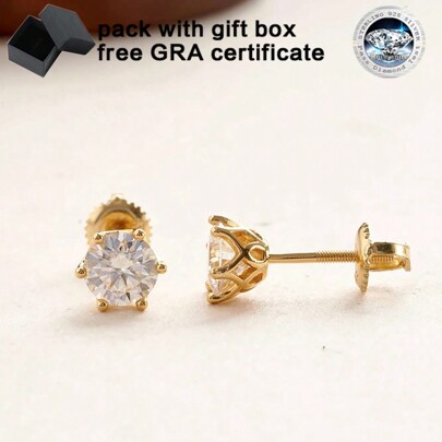 One Pair Of Sparkling Mozambique Garnet Inlay Earrings, With 0.5-2 Carat GRA Certified Stones, S925 Silver + 18K Gold Plated Anti-Allergic Earrings In Elegant Luxury Style; Ideal For Women's Wedding Or Valentine's Day Gift