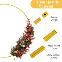 Gold Round Backdrop Stand Metal Circle Balloon Arch Frame Wedding Arch For Ceremony Birthday Party Shower Anniversary Bridal Graduation Decoration