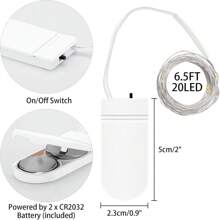 6 Fairy Lights Battery Powered String Lights -6.56 Feet 20 LED Mini String Lights Vase With Wire Firefly Lights Mason Jar DIY Crafts Plant Dining Table Centerpiece Wedding (Warm White/Cold White)