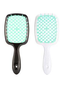 美发按摩头发干燥快干梳蜂窝网梳，1 件黑色不打结按摩梳直发造型空心梳，发刷/发梳，空心顺发刷柔性发刷，干湿发用发刷，防静电发刷，干湿均可使用，灵活，尼龙刷毛，适合所有发质顺发刷干湿通风顺发刷 - 1/2 包顺发刷，轻松去除 - 超柔软刷毛，自然卷曲 - 黑與白 - 查看 20