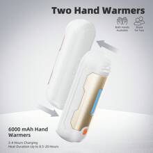 2-Pack Hand Warmer Rechargeable, Upgraded 2-In-1 5200mAh Electric Hand Warmers, Portable USB Reusable Handwarmer, For Outdoor Camping, Skiing, Hunting, Golf, Gift - White
