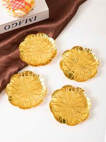 1 pezzo Vassoio Espositore Per La Conservazione In Metallo Oro, Opera D'arte A Forma Di Foglia Di Loto Per La Decorazione Della Casa E Miglioramento Della Felicità (Set Di 6 Vassoi) - Multicolore - Visualizzare 8