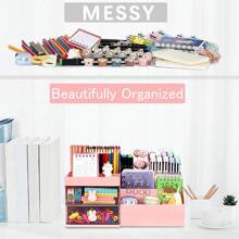 1 pièce Organiseur de bureau charmant thème lapin avec 2 tiroirs transparents - Boîte de rangement en plastique durable pour fournitures de bureau et articles divers, idéal pour la décoration de la maison et du bureau, fournitures scolaires, cadeau de fête, cadeau de Noël, rentrée scolaire, fournitures scolaires, trousse à crayons, sac d'école