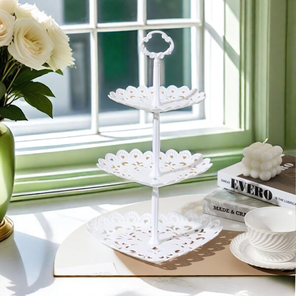 Multi-Tiered Dessert Display Stand For Birthday Party Decorations, Living Room Coffee Table, And Home Use, Three-Layer Snack Fruit Tray For Dried Fruits And Candies,Christmas