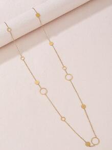 1 件女式 18K 镀金不锈钢镂空方形/圆形/长方形/星形长项链毛衣链，生日情人节约会礼物，舞会配饰，波西米亚度假风格情人节 - 金黃色 - 查看 9