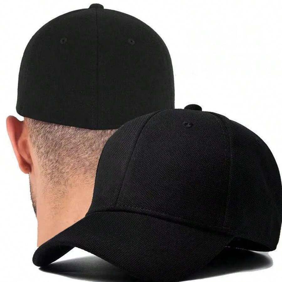1pc Men's Solid Color Fully Enclosed Baseball Cap, Elastic Fashion Sports Hat, Outdoor Sun Protection Casual Hat For Spring, Autumn Travel, Beach Vacation - Multicolor - View 1