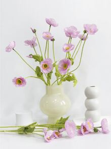 1pc/2pcs/4pcs Artificial Poppy Flowers, 59cm Length, 4 Flowers Per Stem, Minimalist Modern Style, Bendable & Non-Fading - Suitable For DIY Flower Wall, Scene Decor, Vase Arrangement In Living Room & Bedroom, Wedding, Party, Home Decor, Desk Decor, Room Decor, Back To School Supplies - Purple - View 6