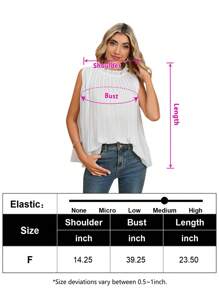 Frill Mock Neck Sleeveless Tops For Women Ruffle Trim Neckline Chiifon Blouse Loose Fit Summer Flowy Dressy Casual Tank Tops - White - View 7