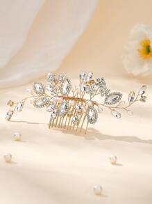 1pc Women Flower & Faux Pearl Decor Fashionable Hair Comb, For Wedding Party Daily Life