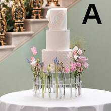 Acrylic Square And Round Hydroponic Flower Vase With Test Tubes, Simple Decorative Plant Container For Green Plants, Flowers Arrangements And Tabletop Decor - Transparent - View 1