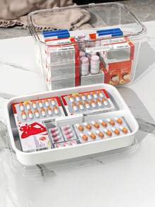 1 Hộp Bảo Quản Thuốc Gia Đình Di Động, Bộ Dụng Cụ Sơ Cứu Thú Cưng Trong Suốt Dung Tích Lớn, Hộp Đựng Thuốc Cấp Cứu Y Tế - Nhiều màu - Xem 11