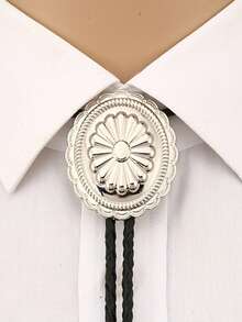 1pc Bolo Tie Men Western Cowboy Style Tie Clothing Accessories - Silver - View 8