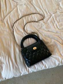 New Fashionable Versatile Quilted Embroidery Thread Shoulder Chain Bag, Perfect For Commuting, Dating Or Carrying As Handbag