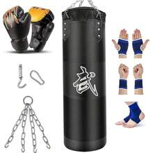 成人，青少年通用綜合格鬥拳擊重沖袋，附手套，護手帶和擊打靶，適用於拳擊訓練，泰拳，跆拳道，武術，家庭健身房訓練（福袋拳擊袋套裝，未實心）
