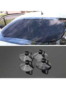 100x50cm/19.69x39.37Inch Auto Rear Sun Shade Car Sun Shade UV Protection Folding Auto Rear Window Sunshade Universal Mesh Back Window Visor With Suction Cups - Black - View 4