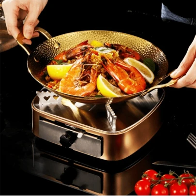 Stainless Steel Dry Pot,Alcohol Stove Dry Pot,Bar Ding Pot,Thickened Stainless Steel Pot,Household And Commercial Dry Pot, ,Multi-Purpose Pot,Restaurant,Hotel,Rv Camping,Golden