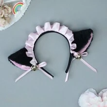Japanese Animal Ears Headwear Simulation Cat Ears Headband Comic Show Props Lolita Lace Bell Bow Hairband Sweet Lovely Hair Band Maid Cosplay Accessories