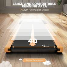FUNMILY Walking Pad With Incline, Wooden Frame Under Desk Treadmill With Smart App & Remote Controlled, Walking Pad Treadmill 300 Lb Capacity, Portable Treadmill With LED Touchscreen For Home Office - Black - View 4