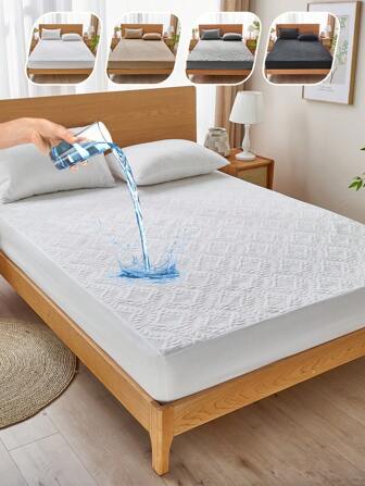 1pc Waterproof Mattress Protector, Soft & Breathable, Deep Pocket Design, Suitable For Bedroom, Guest Room, Dorm, Dust-Proof, Washable Mattress Cover, Anti-Dust And Anti-Slip
