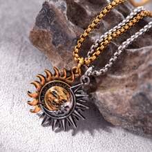 2pcs/set Men Sun & Moon Pendant Necklace