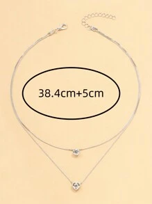 1pc INS Style Double-Layer Rhinestone Butterfly Design Women Necklace, Summer Dating Accessory - Silver - View 10