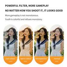 Cámara digital CCD retro Y200, cámara DSLR de nivel de entrada con doble cámara de alta resolución 4K y luz de relleno - Blanco - Ver 10