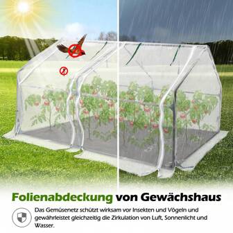 LILIIN beschermfolie/met broeikas met voor tomaten foliekas met waterdicht zonnescherm/met insectenscherm tomatenkas 2 roldeuren broeikas voor tuinbalkon groen/zwart/wit 180 x 90 x 90 cm