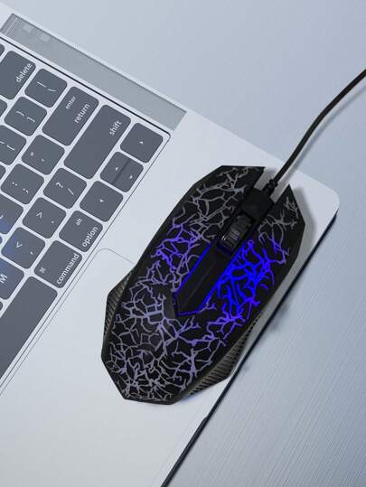 Wired Gaming Mouse With Light Up Cracks, Compatible With Desktop For Business & Office, Also Suitable For Laptops & Tablets